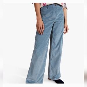 BODEN ALEXIA CORDUROY PANTS AIRFORCE SMOKEY BLUE 5 POCKET WOMEN SIZE 6R WIDE LEG